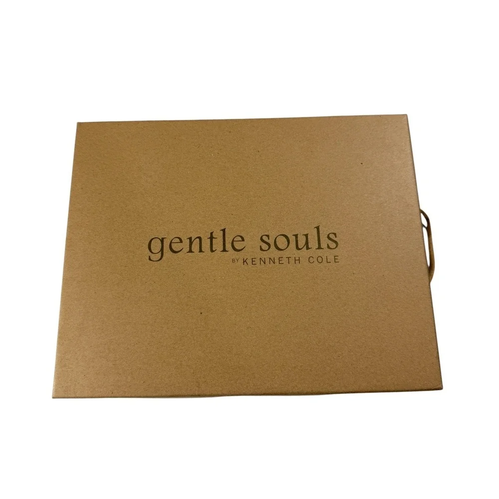 Gentle Souls Mikenzie Wedge Sandals Womens 9.5 Cognac Leather X-Strap